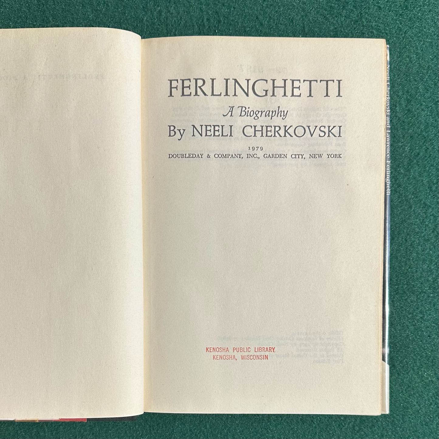 Vintage Non-Fiction Hardback: Neeli Cherkovski - Ferlinghetti: A Biography FIRST EDITION