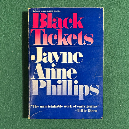 Vintage Fiction Paperback: Jane Anne Phillips - Black Tickets FIRST PRINTING