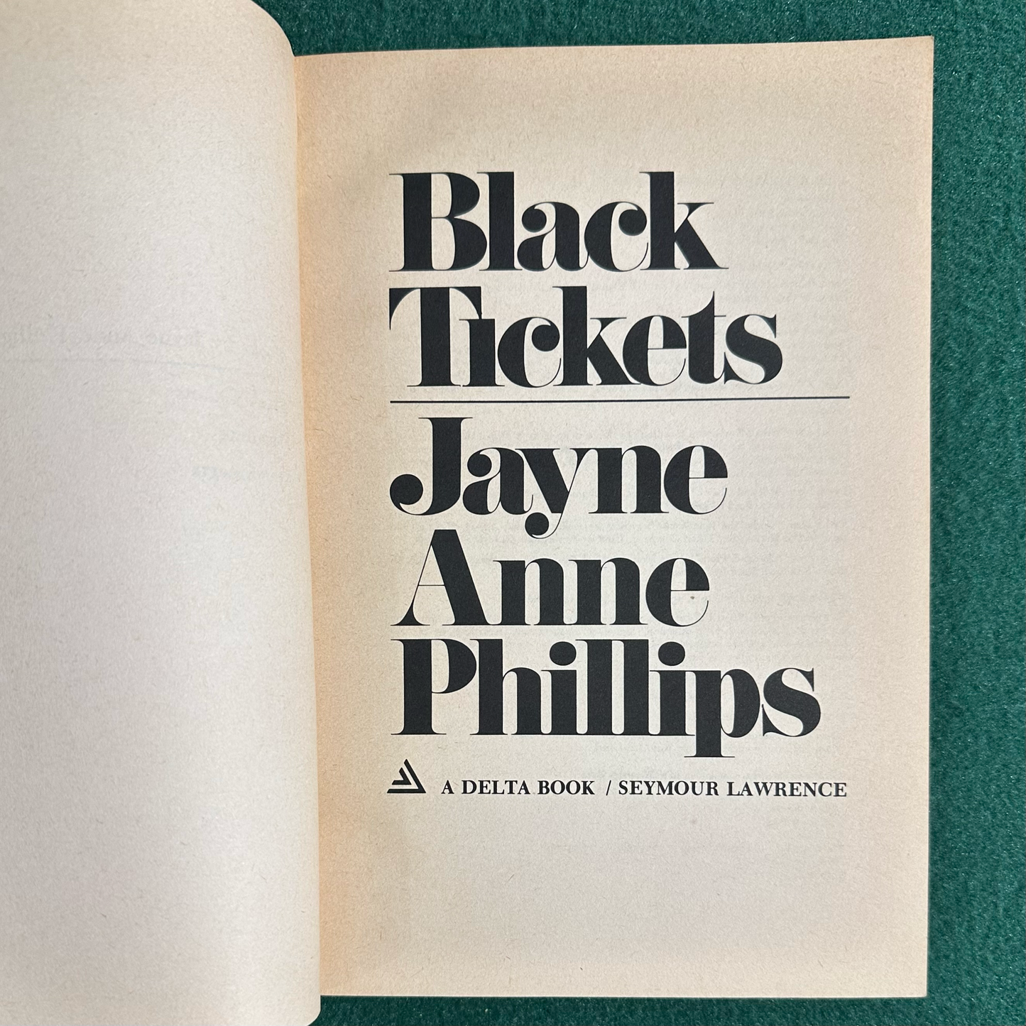 Vintage Fiction Paperback: Jane Anne Phillips - Black Tickets FIRST PRINTING