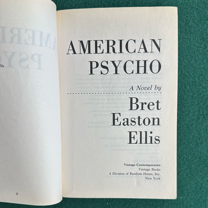 Vintage Fiction Paperback: Bret Easton Ellis - American Psycho FIRST PRINTING