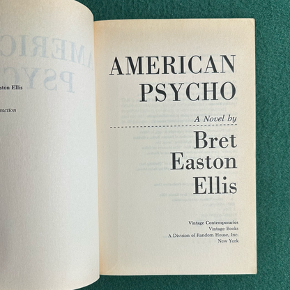 Vintage Fiction Paperback: Bret Easton Ellis - American Psycho SECOND PRINTING