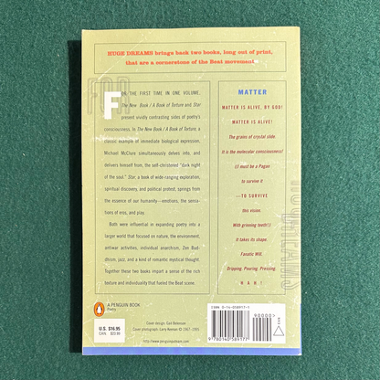 Vintage Poetry Paperback: Michael McClure - Huge Dreams FIRST PRINTING