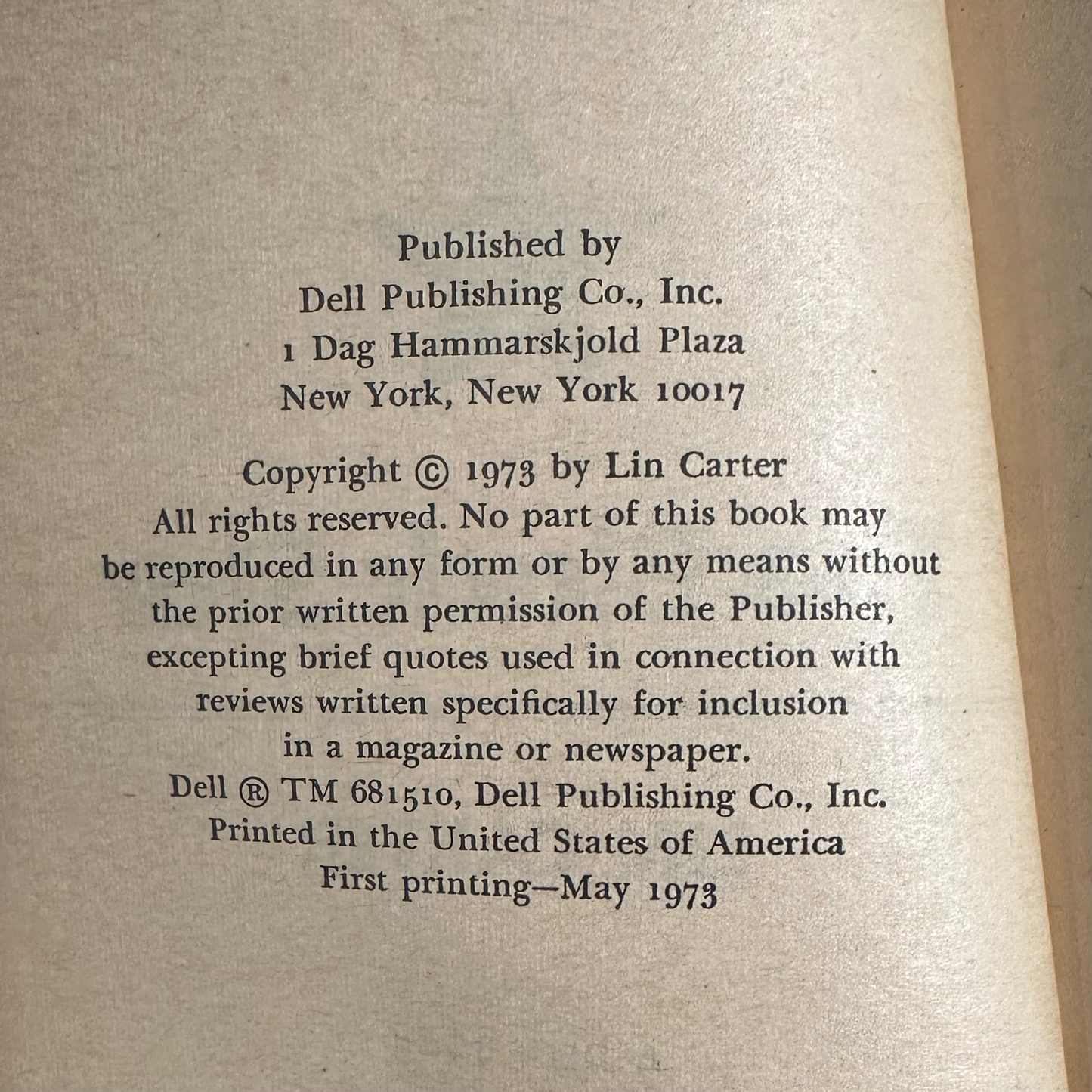 Vintage Fantasy Paperback: Lin Carter - The Black Star FIRST PRINTING