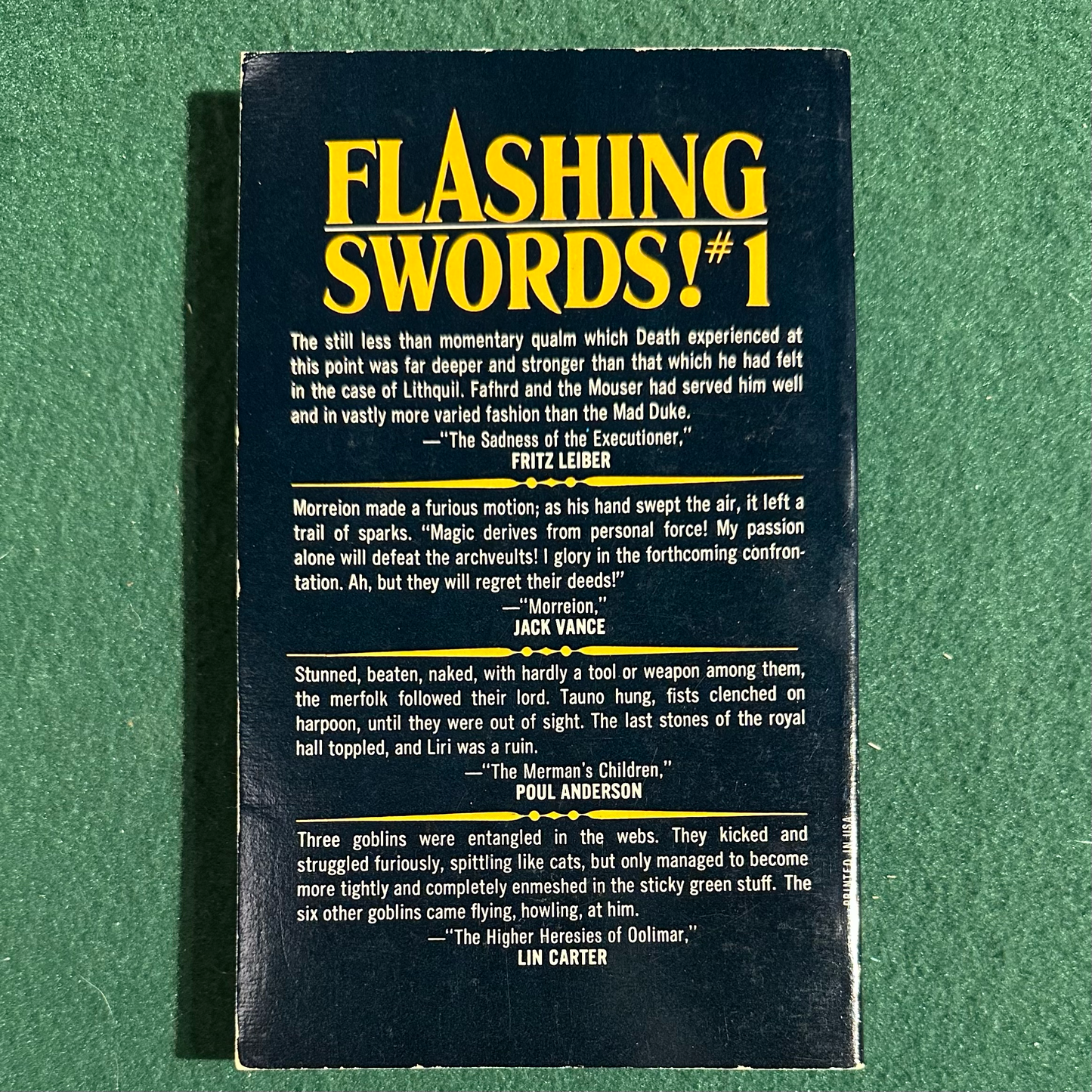 Vintage Fantasy Paperback: Flashing Swords #1, Edited by Lin Carter FIRST PRINTING