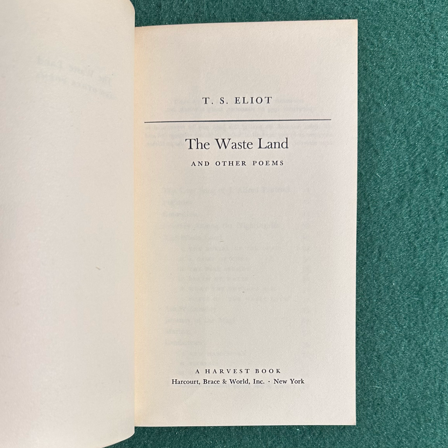 Vintage Poetry Paperback: T S Eliot - The Waste Land and Other Poems