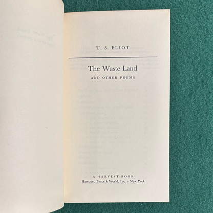 Vintage Poetry Paperback: T S Eliot - The Waste Land and Other Poems