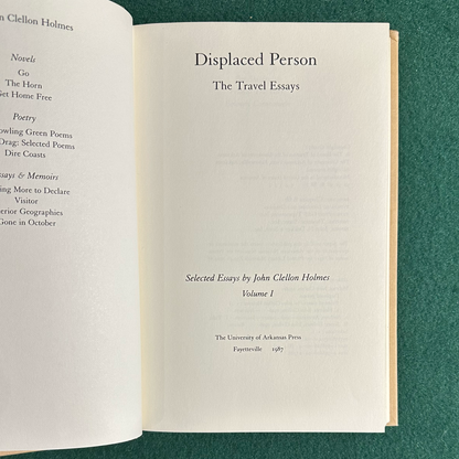 Vintage Non-Fiction Hardback: John Clellon Holmes - Displaced Person: The Travel Essays FIRST EDITION