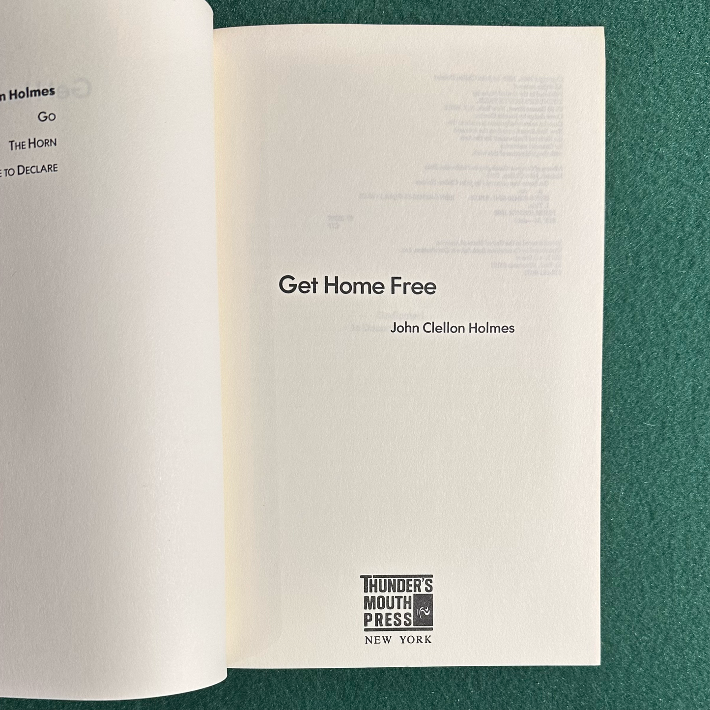 Vintage Fiction Paperback: John Clellon Holmes - Get Home Free