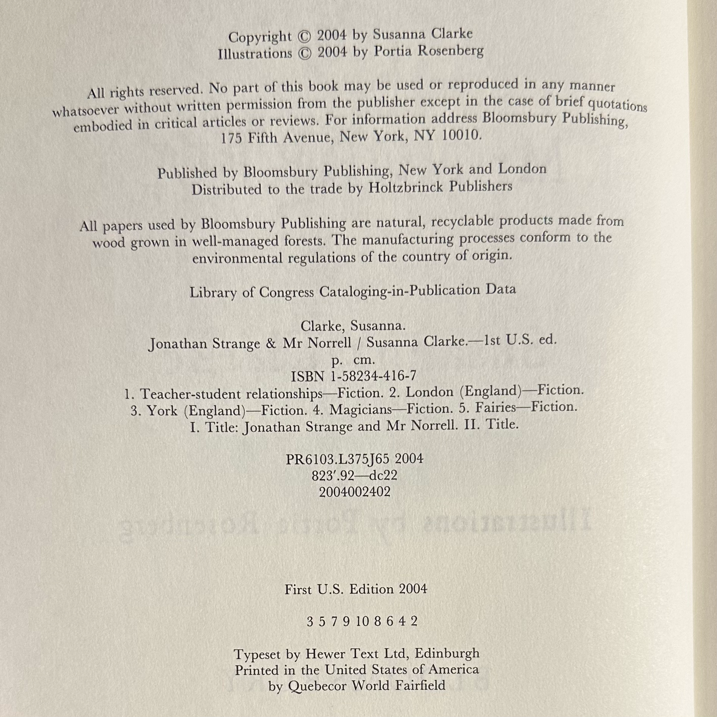 Fiction Hardback: Susanna Clarke - Jonathan Strange & Mr Norrell SIGNED FIRST EDITION/ SECOND PRINT