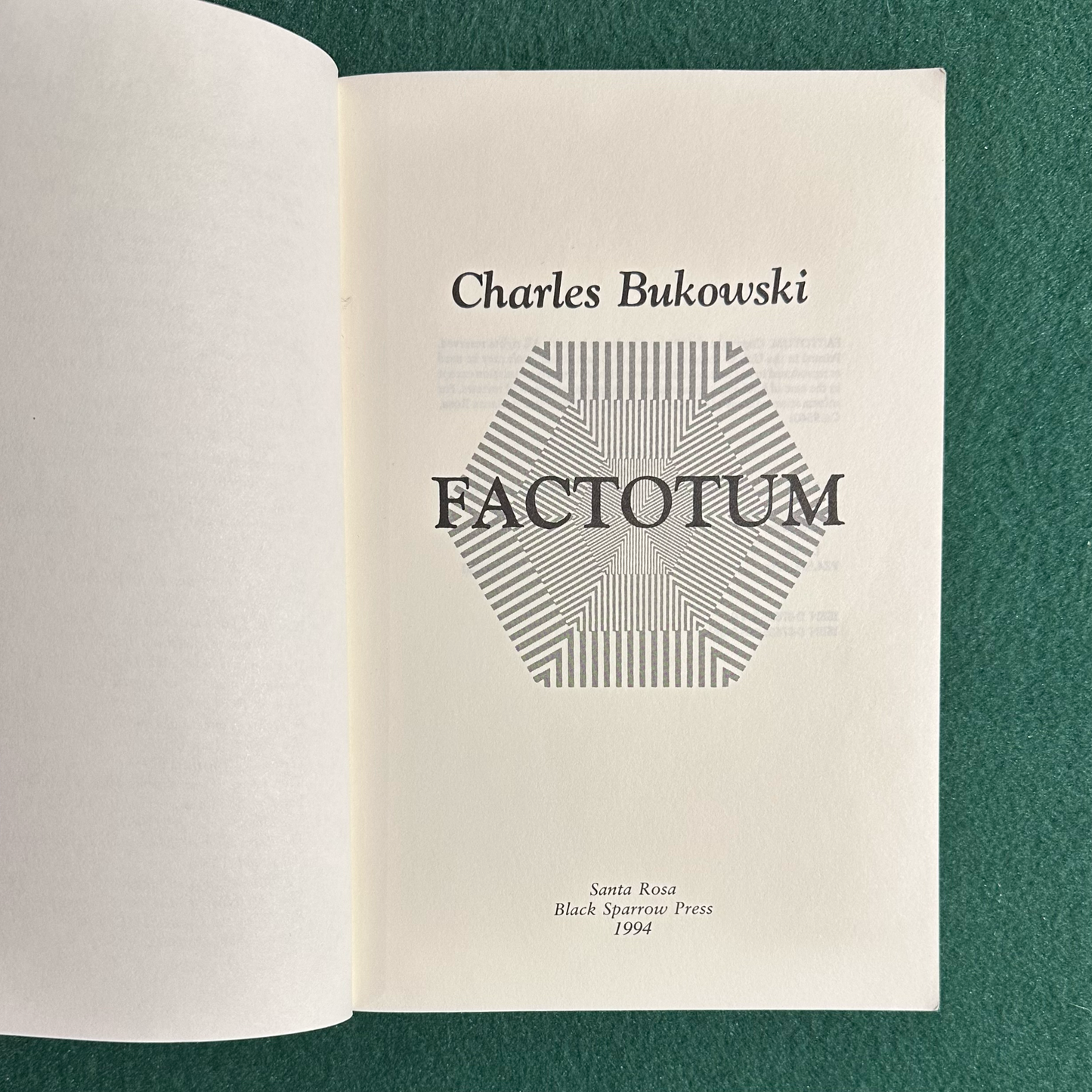 Vintage Fiction Paperback: Charles Bukowski - Factotum