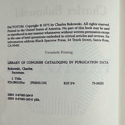 Vintage Fiction Paperback: Charles Bukowski - Factotum