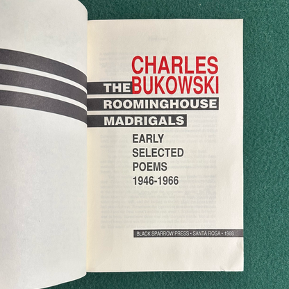Vintage Poetry Paperback: Charles Bukowski - The Roominghouse Madrigals: Early Selected Poems 1946-1966 FIRST PRINTING