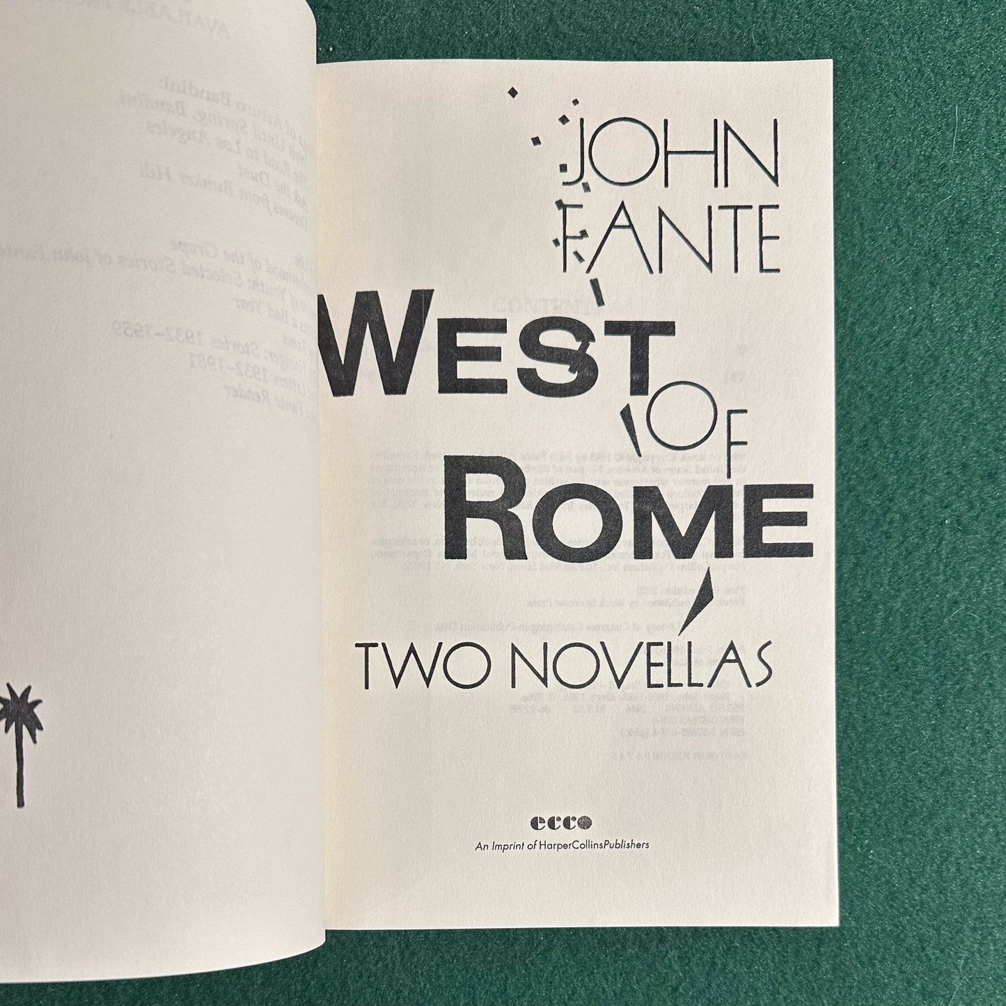 Fiction Paperback: John Fante - West of Rome FIFTH PRINT