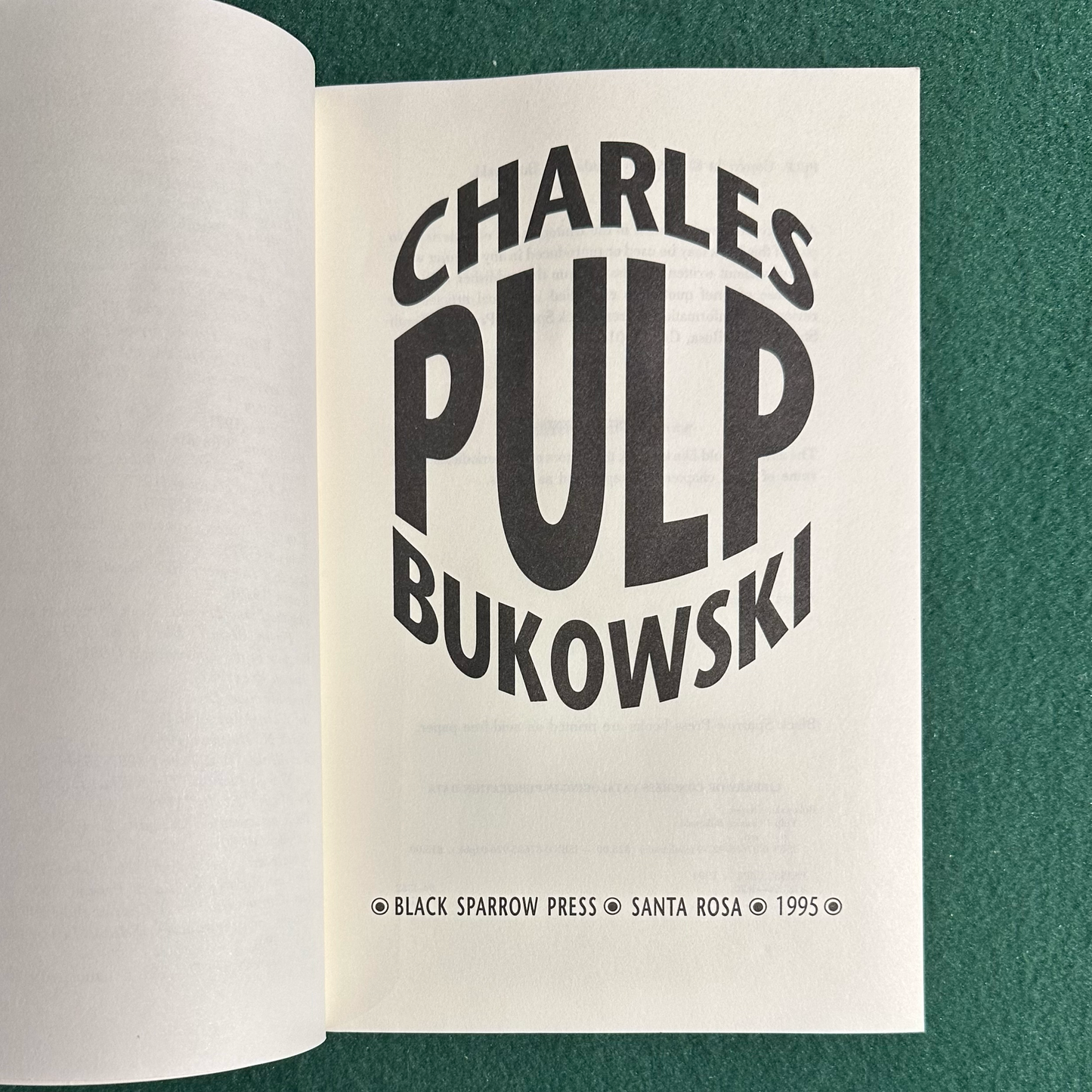 Vintage Fiction Paperback: Charles Bukowski - Pulp FOURTH PRINTING