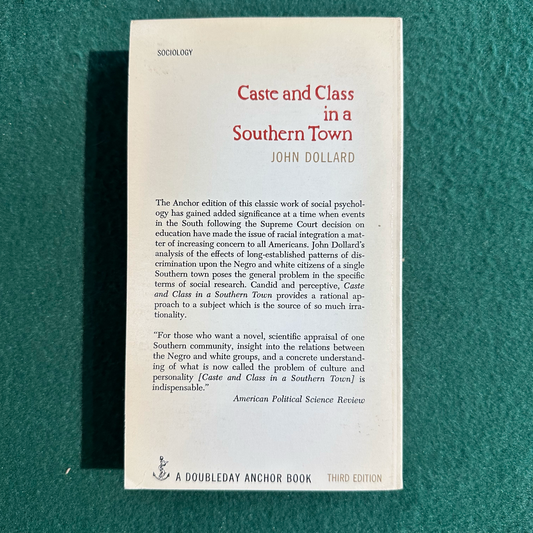 Vintage Non-Fiction Paperback: John Dollard - Caste and Class in a Southern Town