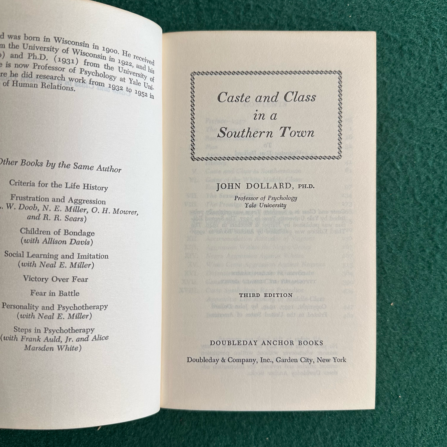 Vintage Non-Fiction Paperback: John Dollard - Caste and Class in a Southern Town