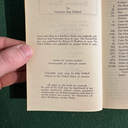 Vintage Non-Fiction Paperback: John Dollard - Caste and Class in a Southern Town