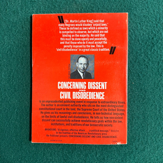 Vintage Non-Fiction Paperback: Abe Fortas - Concerning Dissent and Civil Disobedience FIRST PRINTING