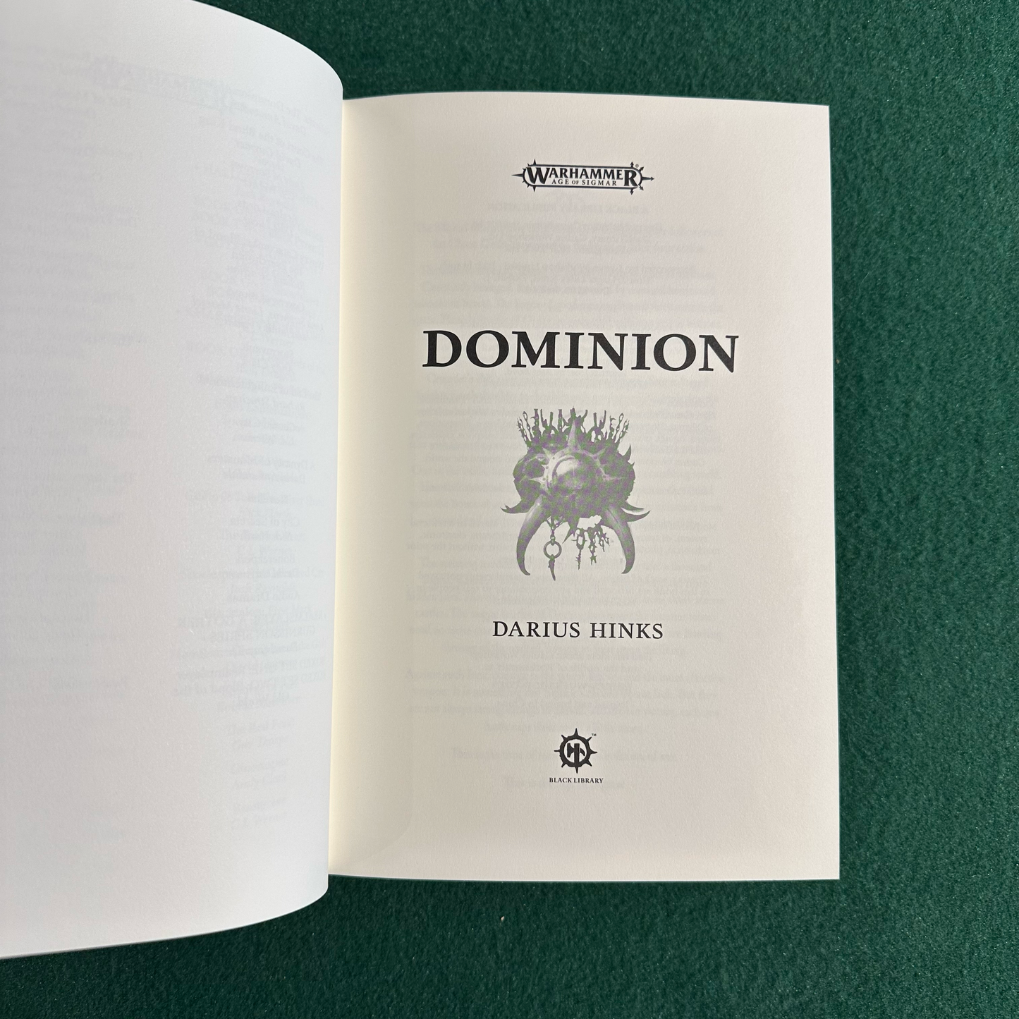 Sci-fi Hardback: Darius Hinks - Warhammer, Age of Sigmar: Dominion SIGNED LIMITED EDITION