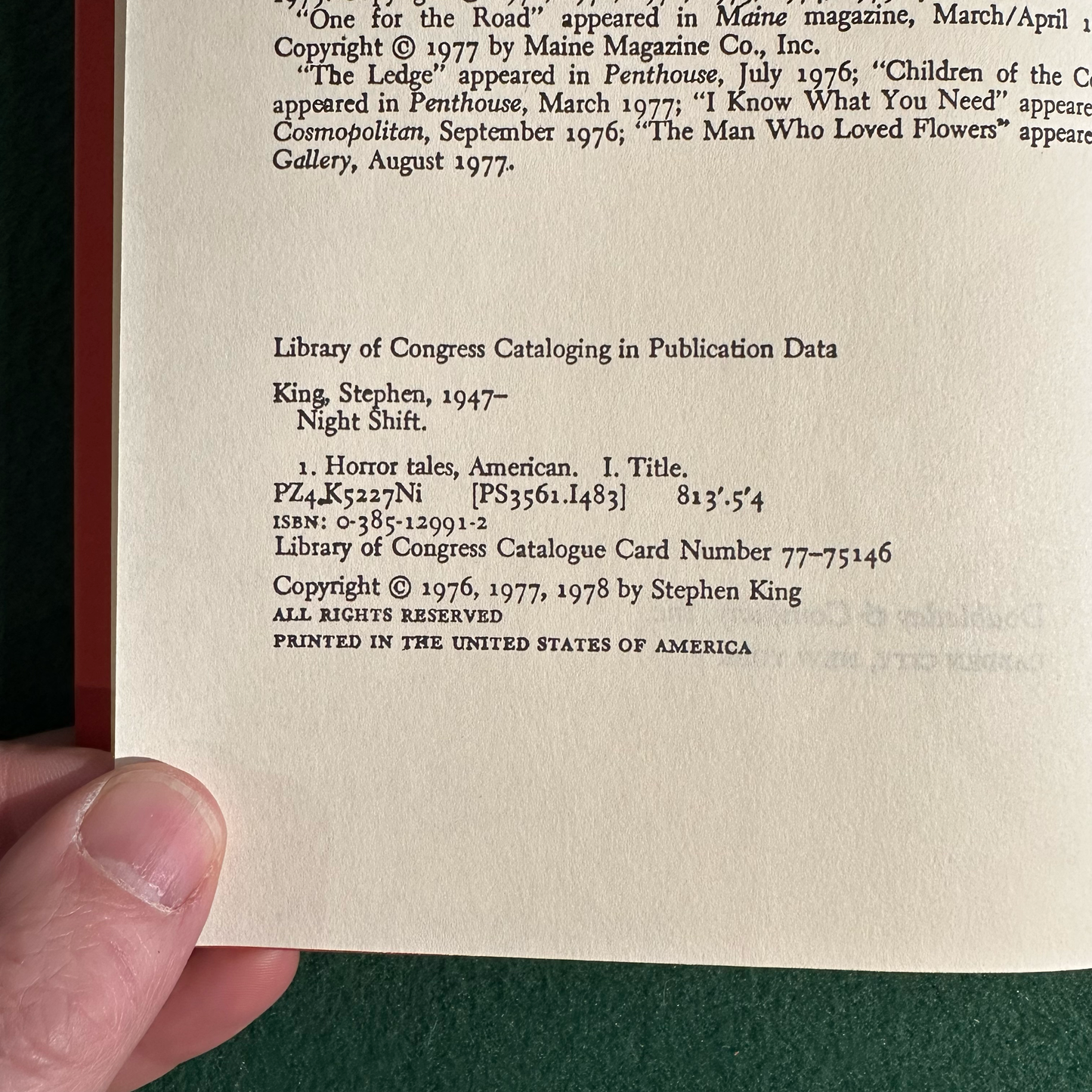 Vintage Horror Hardback: Stephen King - Night Shift BCE