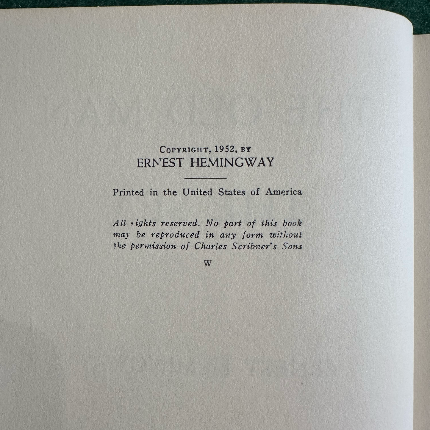 Vintage Fiction Hardback: Ernest Hemingway - The Old Man and the Sea BOOK CLUB EDITION