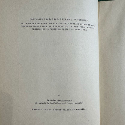 Vintage Fiction Hardback: JD Salinger - The Catcher in the Rye BOOK CLUB EDITION
