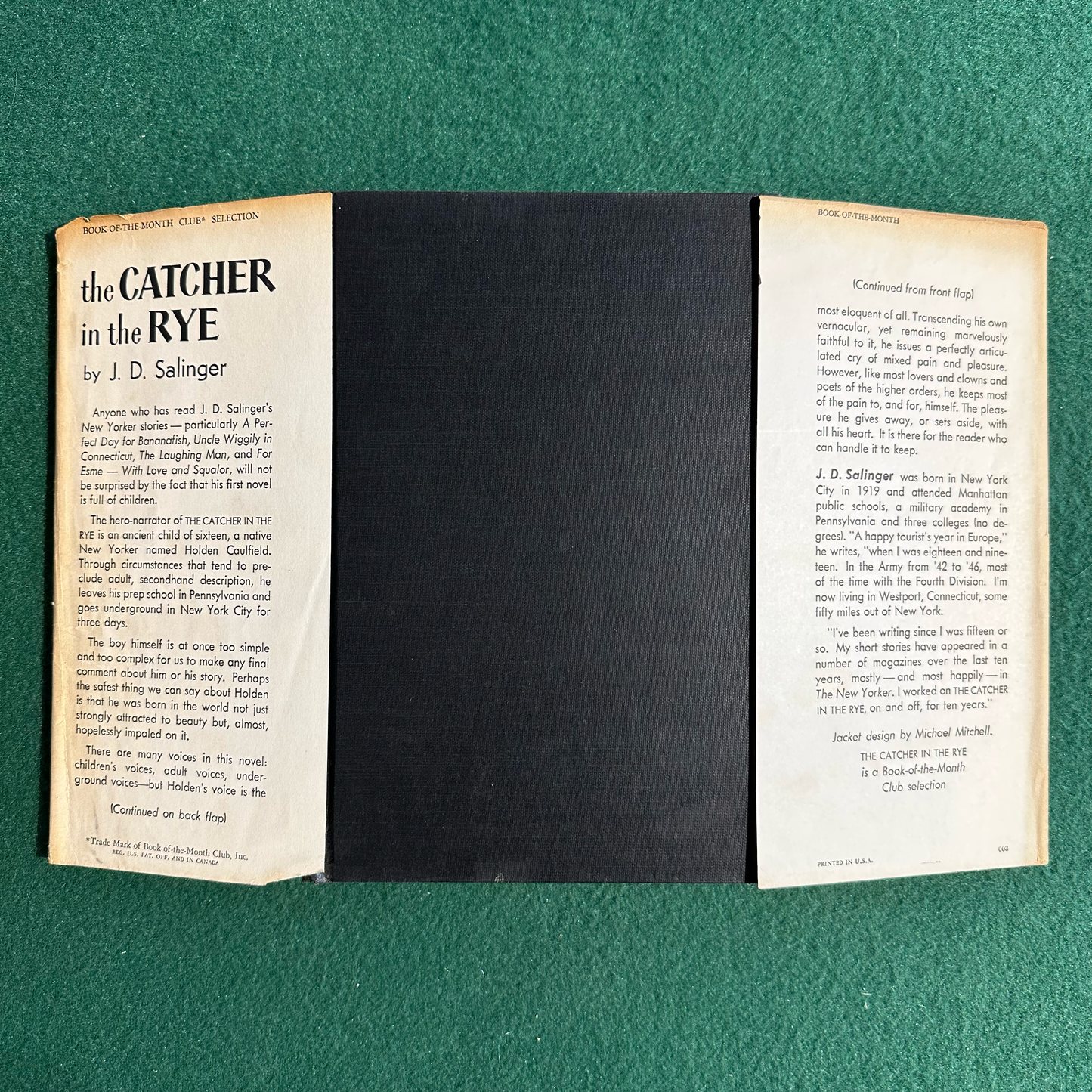 Vintage Fiction Hardback: JD Salinger - The Catcher in the Rye BOOK CLUB EDITION