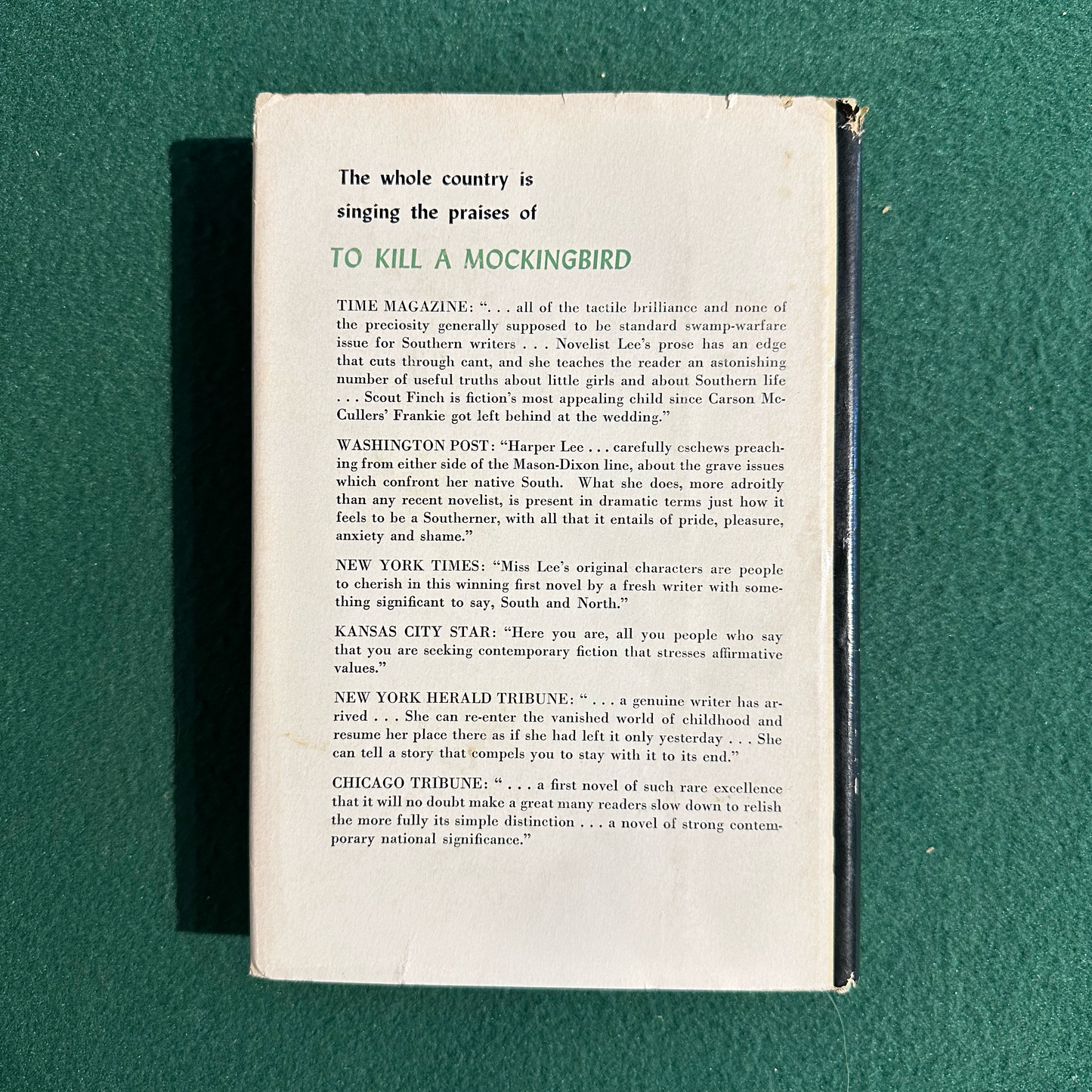 Vintage Fiction Hardback: Harper Lee - To Kill a Mockingbird BOOK CLUB EDITION