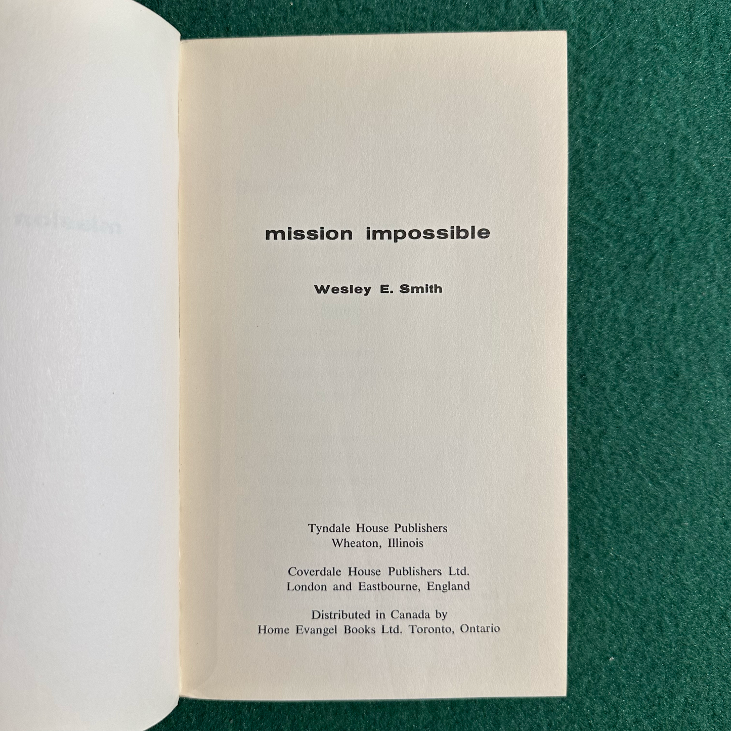 Vintage Fiction Paperback: Wesley E Smith - Mission Impossible