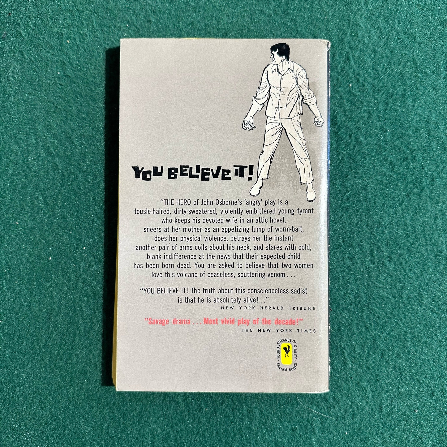 Vintage Fiction Paperback: John Osborne - Look Back in Anger FIRST PRINTING