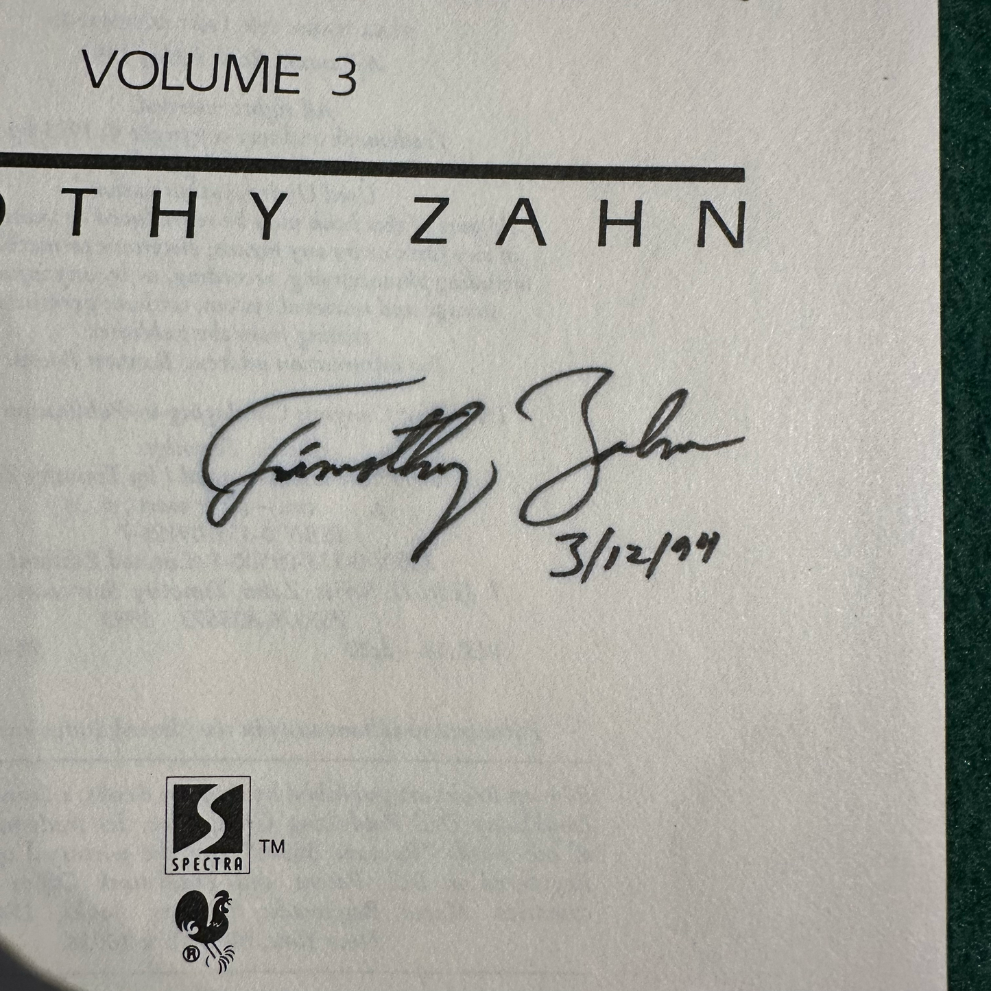 Vintage Sci-Fi Hardback: Timothy Zahn - Star Wars: The Last Command SIGNED FIRST EDITION