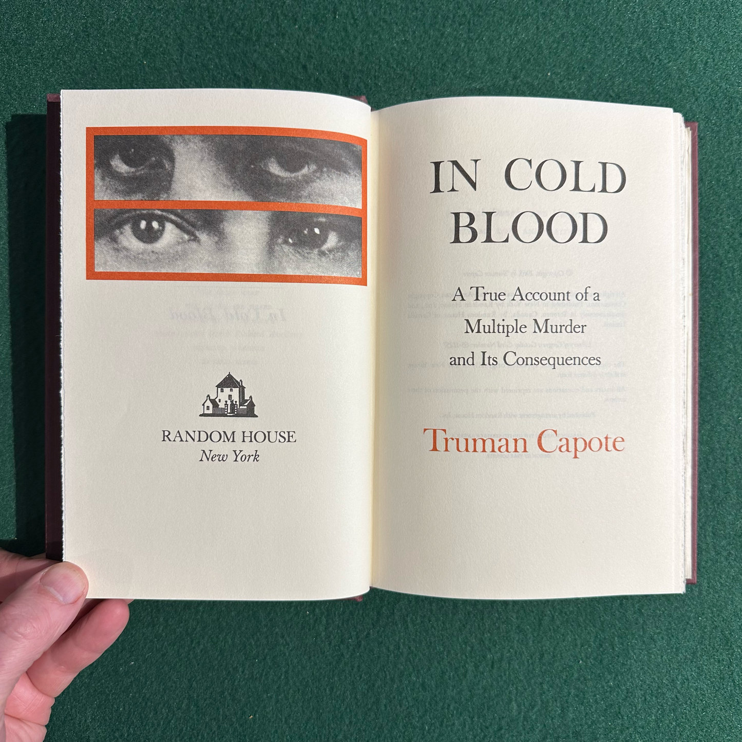 Vintage Fiction Hardback: Truman Capote - In Cold Blood FIRST EDITION FACSIMILE