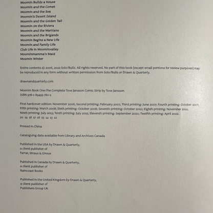 Graphic Novel Hardback: Tove Jansson - Moomin, The Complete Comic Strip, Volume 1