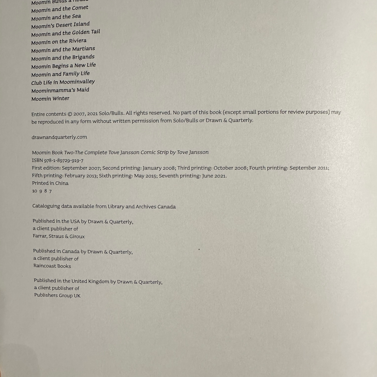 Graphic Novel Hardback: Tove Jansson - Moomin, The Complete Comic Strip, Volume 2