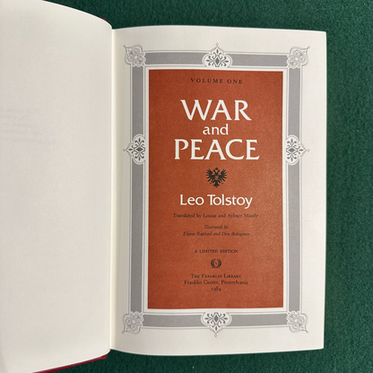Vintage Fiction Hardback: Leo Tolstoy - War and Peace THE FRANKLIN LIBRARY LIMITED EDITION 3 VOLS