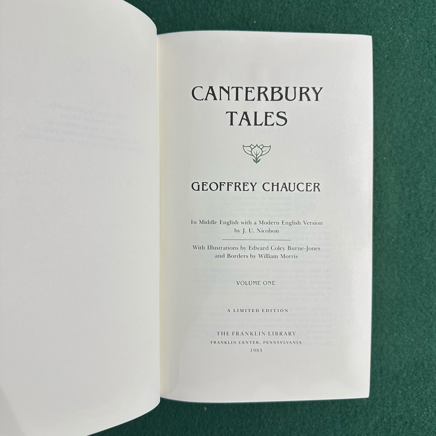 Vintage Fiction Hardback: Geoffrey Chaucer - The Canterbury Tales THE FRANKLIN LIBRARY LIMITED EDITION 2 VOLS