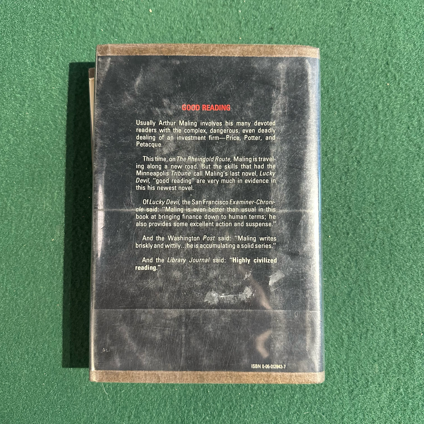 Vintage Fiction Hardback: Arthur Maling - The Rheingold Route FIRST EDITION