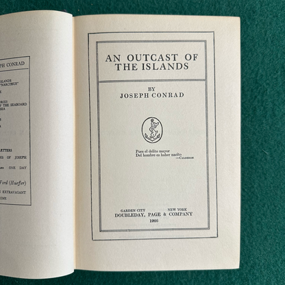 Vintage Fiction Hardback: Joseph Conrad - An Outcast of the Islands 1926