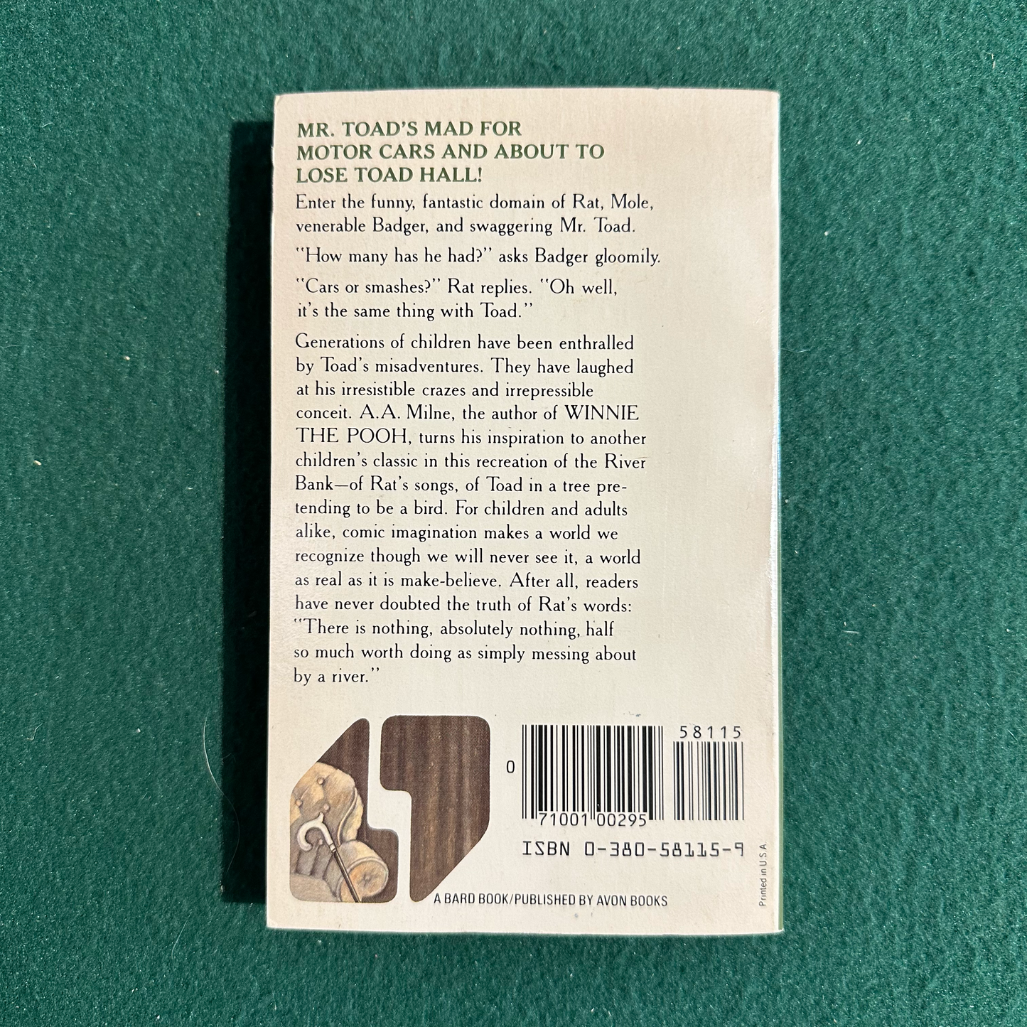 Vintage Fiction Paperback: A A Milne - Toad of Toad Hall FIRST PRINTING