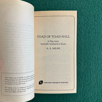 Vintage Fiction Paperback: A A Milne - Toad of Toad Hall FIRST PRINTING