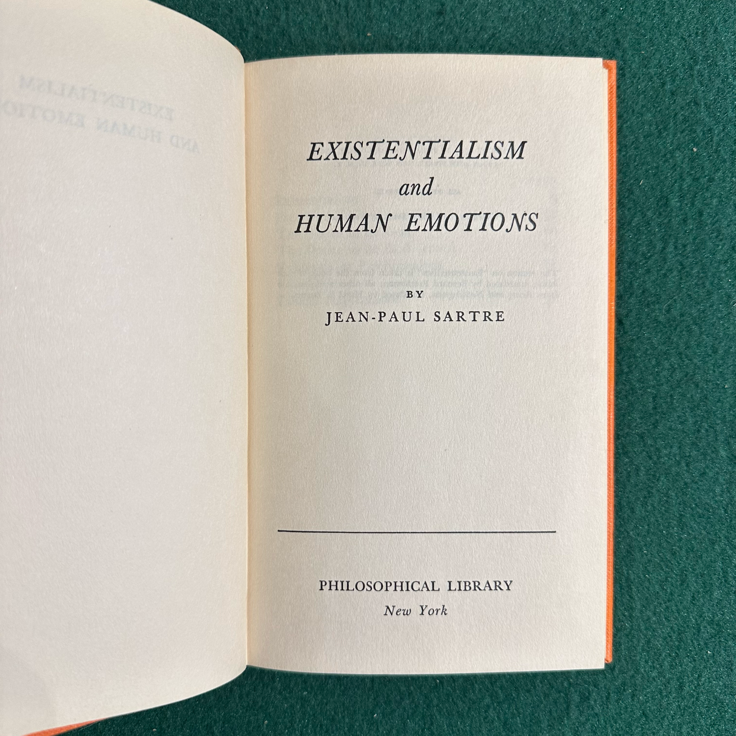 Vintage Non-Fiction Hardback: Jean-Paul Sartre - Existentialism and Human Emotions 1957