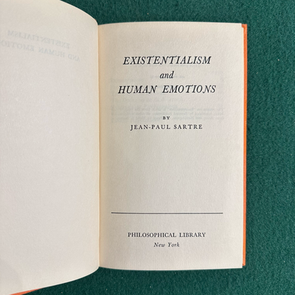 Vintage Non-Fiction Hardback: Jean-Paul Sartre - Existentialism and Human Emotions 1957