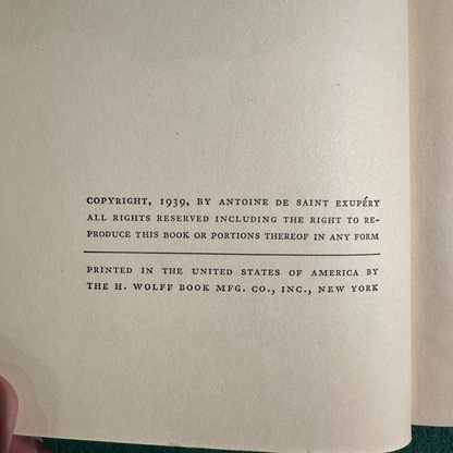 Vintage Fiction Hardback: Antoine de Saint Exupery - Wind, Sand and Stars