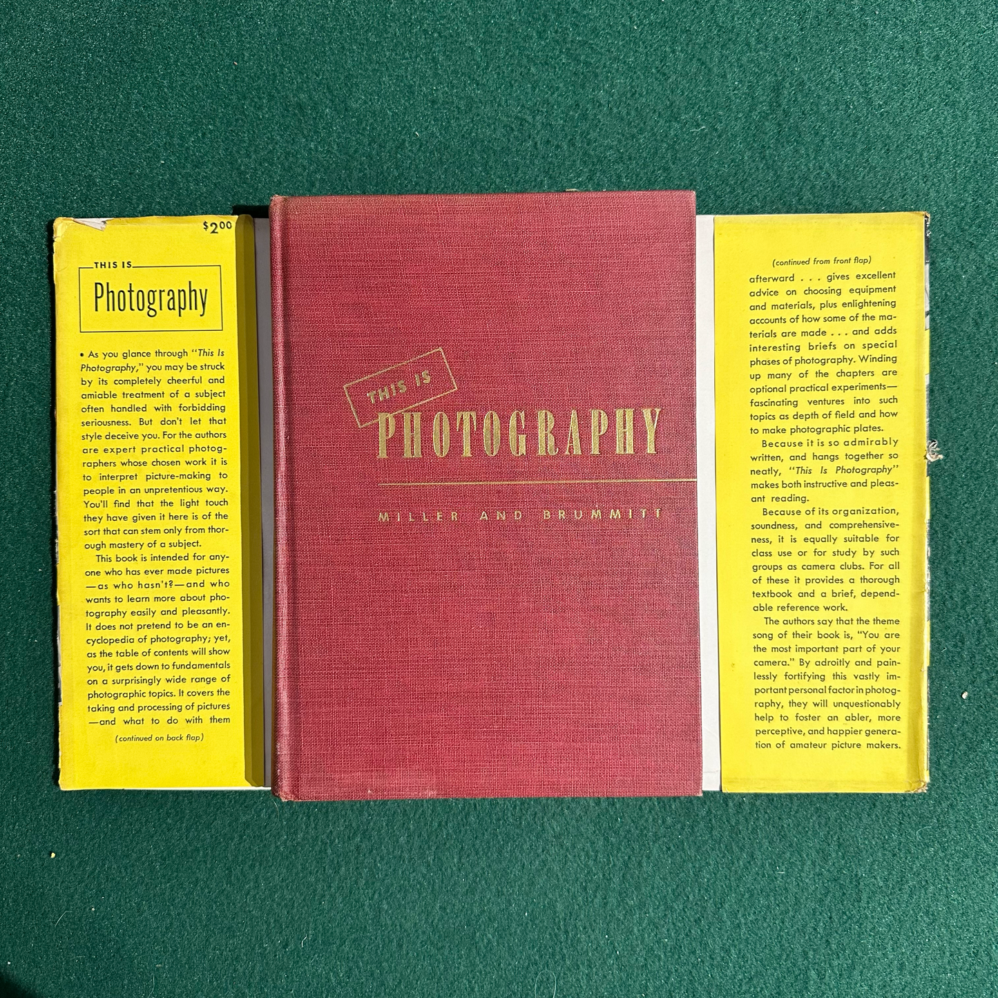 Vintage Non-Fiction Hardback: Thomas H Miller and Wyatt Brummitt - This Is Photography FIRST EDITION / THIRD PRINTING