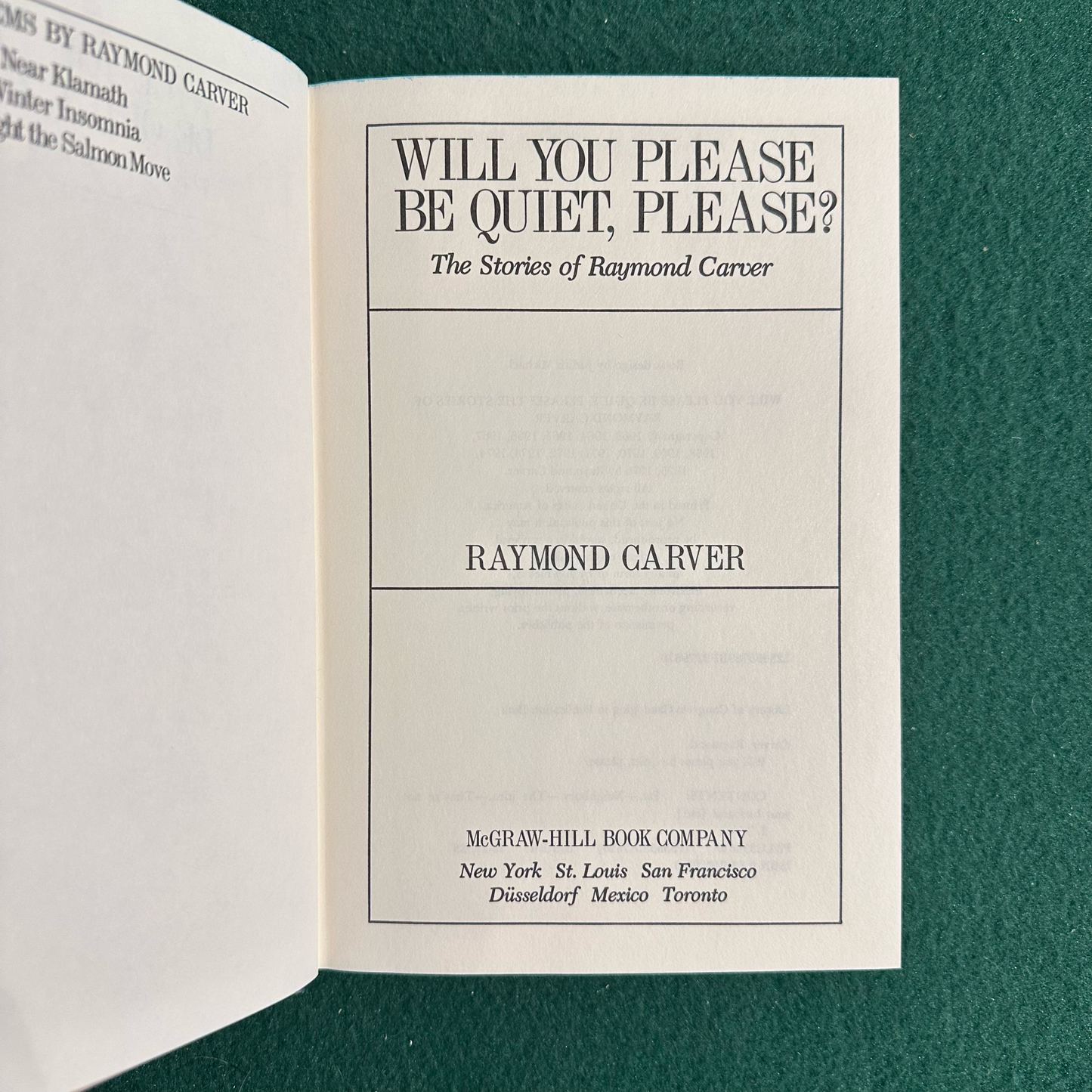 Vintage Fiction Hardback: Raymond Carver - Will You Please Be Quiet, Please? FIRST EDITION