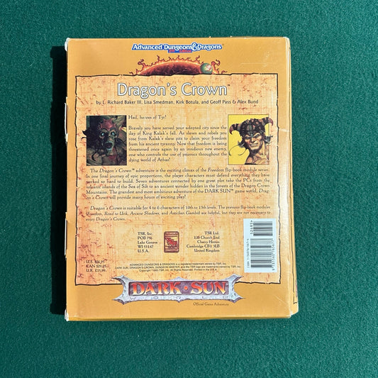 Vintage Dungeons and Dragons Box Set: 2e Dark Sun - Dragon's Crown COMPLETE