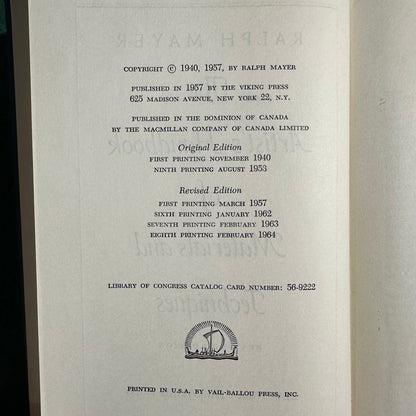 Vintage Non-Fiction Hardback: Ralph Mayer - The Artist's Handbook of Materials and Techniques