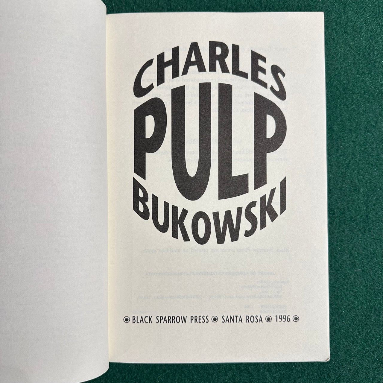Vintage Fiction Paperback: Charles Bukowski - Pulp SEVENTH PRINTING