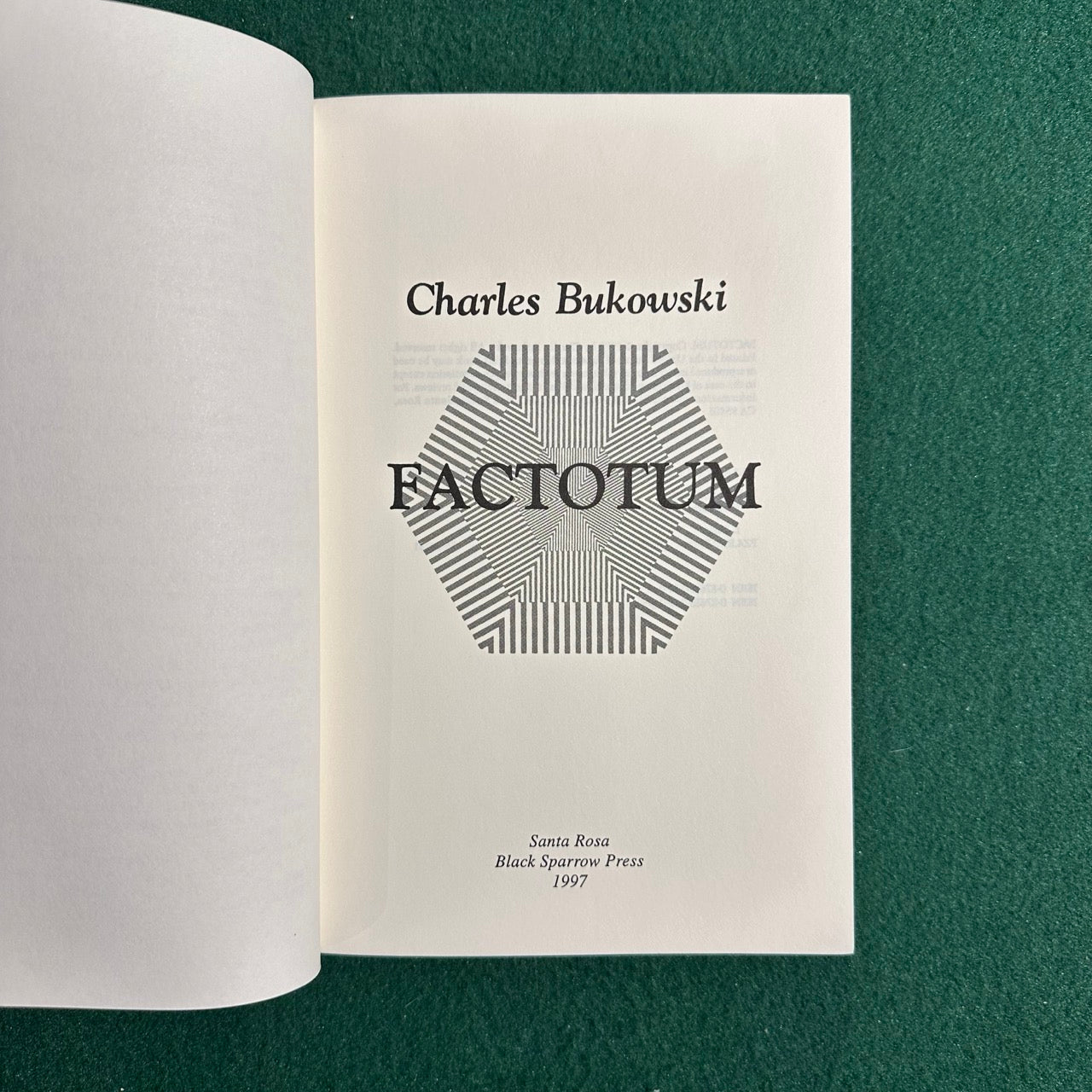 Vintage Fiction Paperback: Charles Bukowski - Factotum