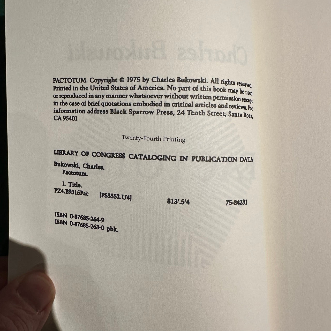 Vintage Fiction Paperback: Charles Bukowski - Factotum